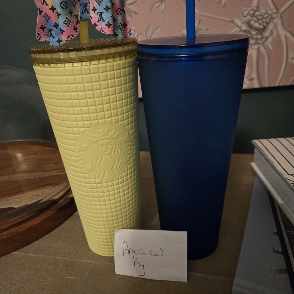 Starbucks Textured Yellow and Matte Blue Tumblers
